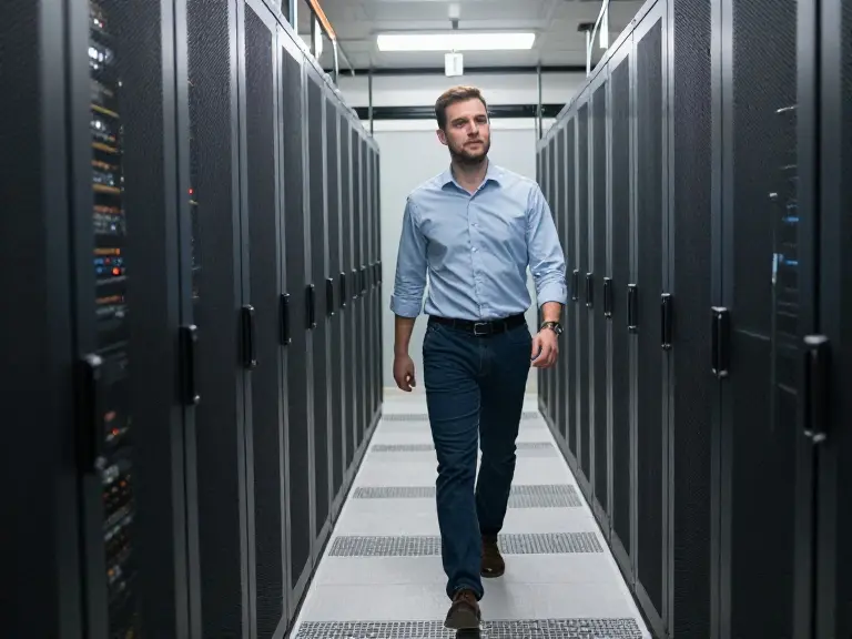 man in datacenter